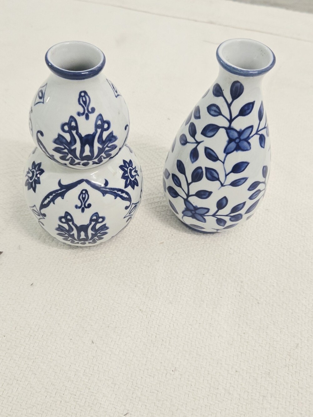 Blue Floral Ceramic Vases - Set of 2
